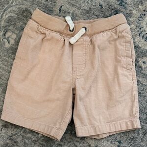 Tan Drawstring Linen-like Shorts